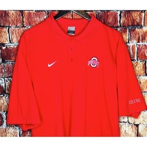 Ohio State Buckeyes OSU Nike Dri Fit Polo Shirt Mens XL Red Short Sleeve Golf